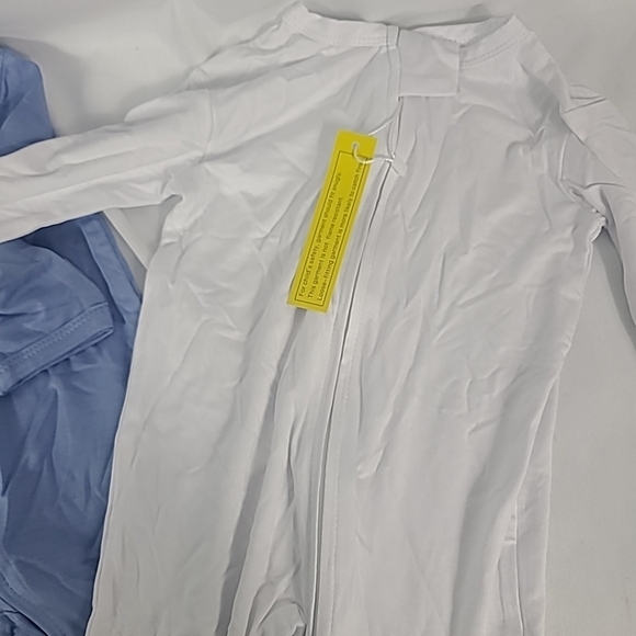 Aablexema Baby Blue & White Footed Pajama 2-Piece Set 0m-3m - Picture 5 of 6